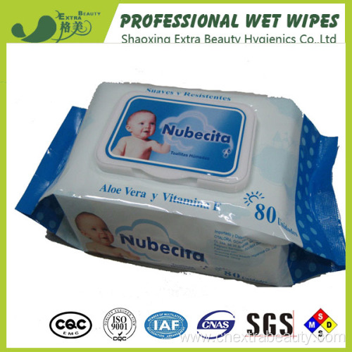 80PCS Antibacterial Baby Wipes with Plastic Lid